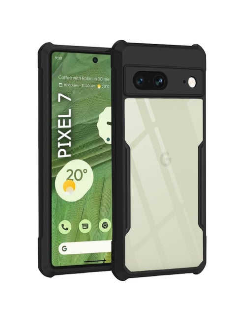 Google Pixel 7 Black Mobile Phone Case Cover, Ultra-Thin Lightweight Cover Soft TPU Bumper + Acrylic Clear Back Case Cover