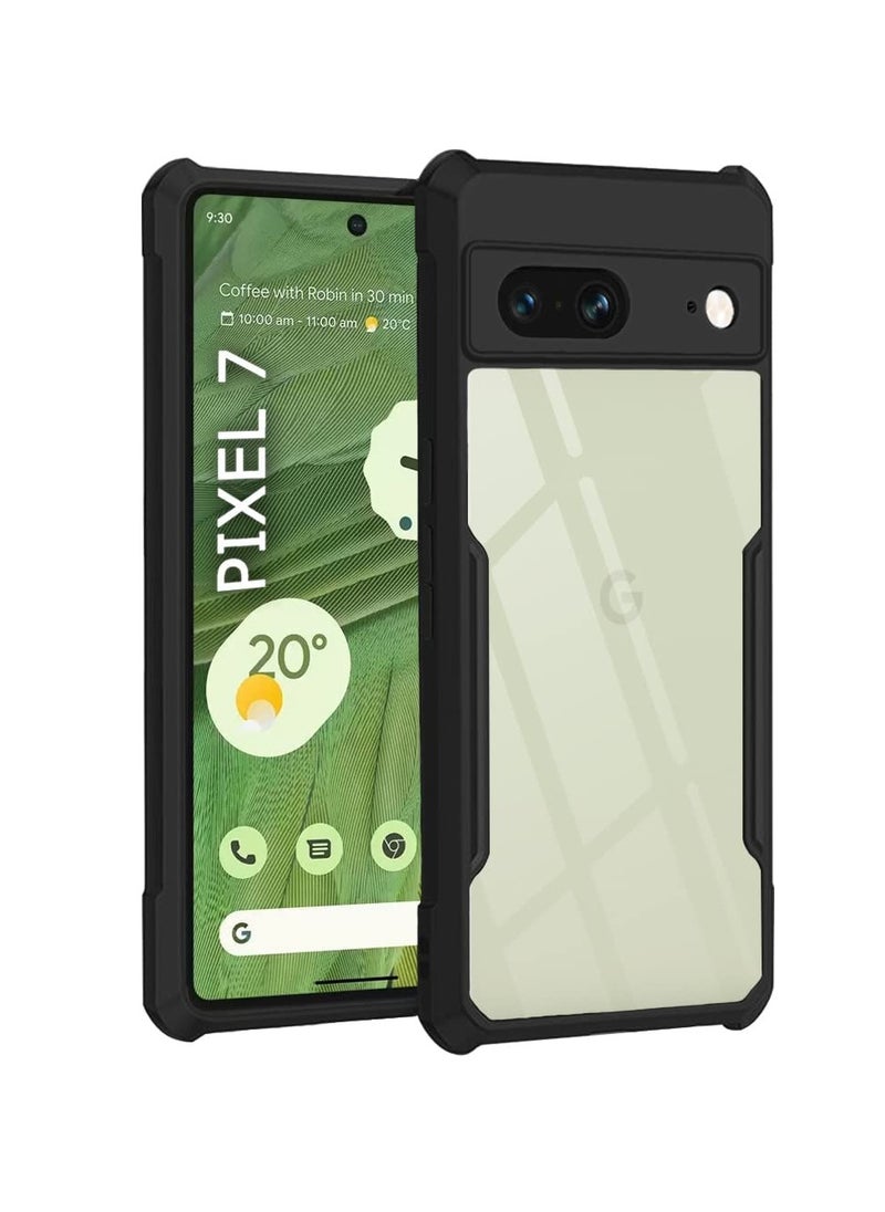 Google Pixel 7 Black Mobile Phone Case Cover, Ultra-Thin Lightweight Cover Soft TPU Bumper + Acrylic Clear Back Case Cover