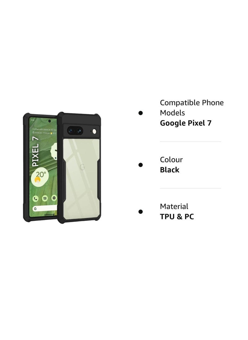 Google Pixel 7 Black Mobile Phone Case Cover, Ultra-Thin Lightweight Cover Soft TPU Bumper + Acrylic Clear Back Case Cover