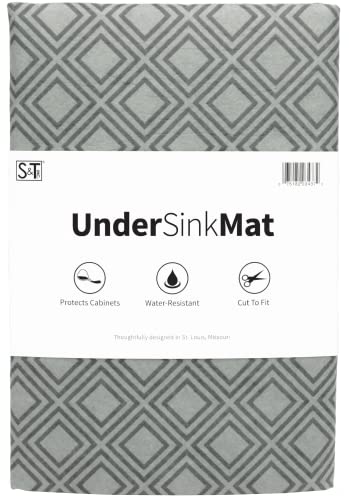 S&T INC. Under Sink Mat, Shelf Liner for Kitchen Cabinet Non-Adhesive, Water-Resistant Drawer or Cabinet Liner, 24 Inches x 48 Inches, Geo, 1 Pack - Image 1