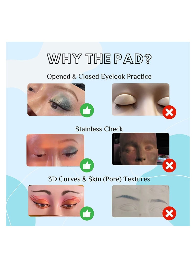 أوريتي لوحة تدريب على المكياج، وسادة واقعية ثلاثية الأبعاد، عيون، رموش، وجه، وجه مانيكان، جلد صناعي من السيليكون، تدريب على المكياج لخبراء التجميل، نموذج تدريب على مكياج العيون للمبتدئين في المكياج - Image 5
