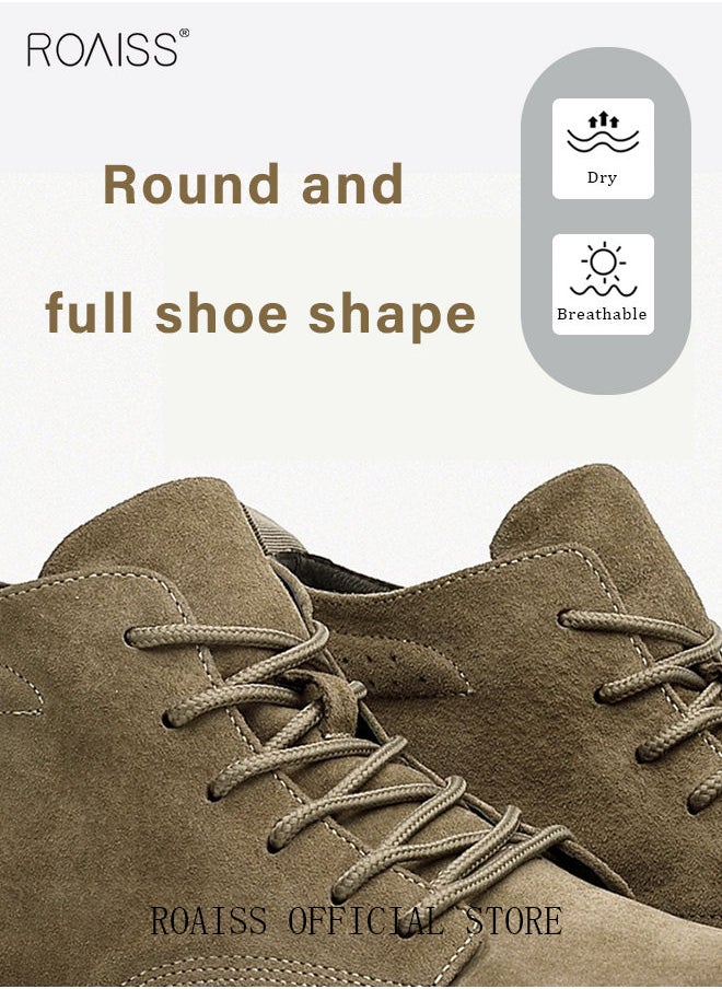 roaiss - Men’s Soft Leather Ankle Casual Loafers Lace-Up Anti Slip Walking Shoes Men's Tooling Style Martin Boots Men Casual Mid Top Leather Boots  Men's Boots Ankle Lace Up Casual Boots - Image 1