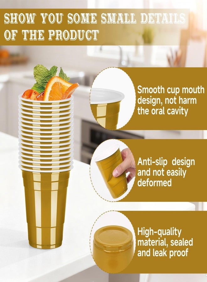 Pineburg Gold Plastic Cups 16oz - 100 Pack Easter Mother's Day Graduation Party Supplies Spring Weddings - Image 3
