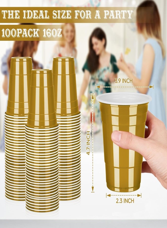 Pineburg Gold Plastic Cups 16oz - 100 Pack Easter Mother's Day Graduation Party Supplies Spring Weddings - Image 2