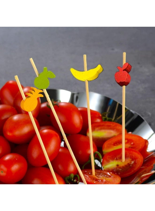 LATEEN 200PCS Wooden Skewers Fruit Toothpicks Skewers, Finger Food Party Picker 12cm, for Party Gift Carnival Birthday Party, for BBQ Food, Finger Food, Fruit Skewers - Image 4