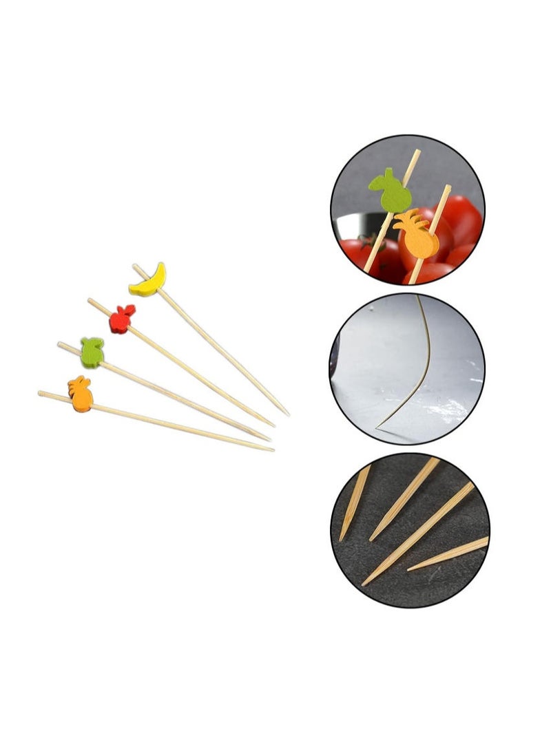 LATEEN 200PCS Wooden Skewers Fruit Toothpicks Skewers, Finger Food Party Picker 12cm, for Party Gift Carnival Birthday Party, for BBQ Food, Finger Food, Fruit Skewers - Image 2
