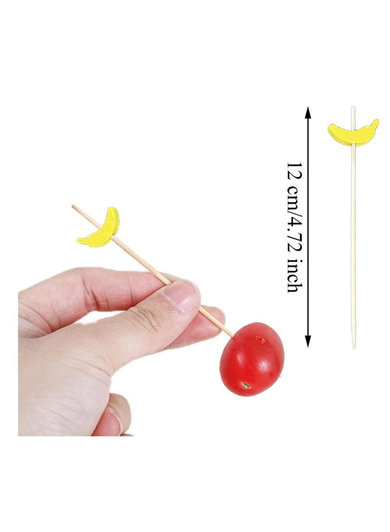 LATEEN 200PCS Wooden Skewers Fruit Toothpicks Skewers, Finger Food Party Picker 12cm, for Party Gift Carnival Birthday Party, for BBQ Food, Finger Food, Fruit Skewers - Image 3