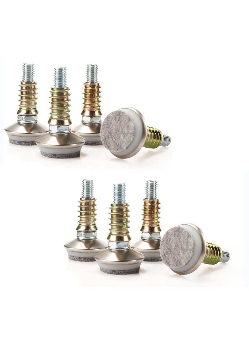 Hot Favorable Hot Favorable Furniture Levelers  Adjustable Leveling Legs for Tables Chairs Cabinets  135 Diameter Base with Felt Pads 3816 Thread Sliver8 Pk 