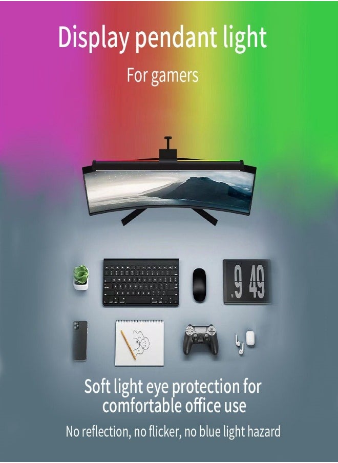 Generic - Computer Monitor Light,Monitor Light Bar with RGB Backlight,Eye Caring LED Screen Monitor Light Bar,No Screen Glare Desk Lamp for Pc,Office,Gaming(Black) - Image 1