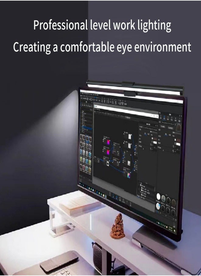 Generic - Computer Monitor Light,Monitor Light Bar with RGB Backlight,Eye Caring LED Screen Monitor Light Bar,No Screen Glare Desk Lamp for Pc,Office,Gaming(Black) - Image 1