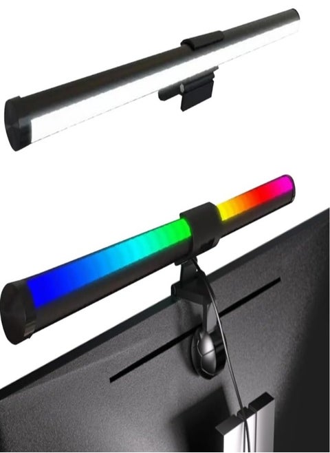 Computer Monitor Light,Monitor Light Bar with RGB Backlight,Eye Caring LED Screen Monitor Light Bar,No Screen Glare Desk Lamp for Pc,Office,Gaming(Black)