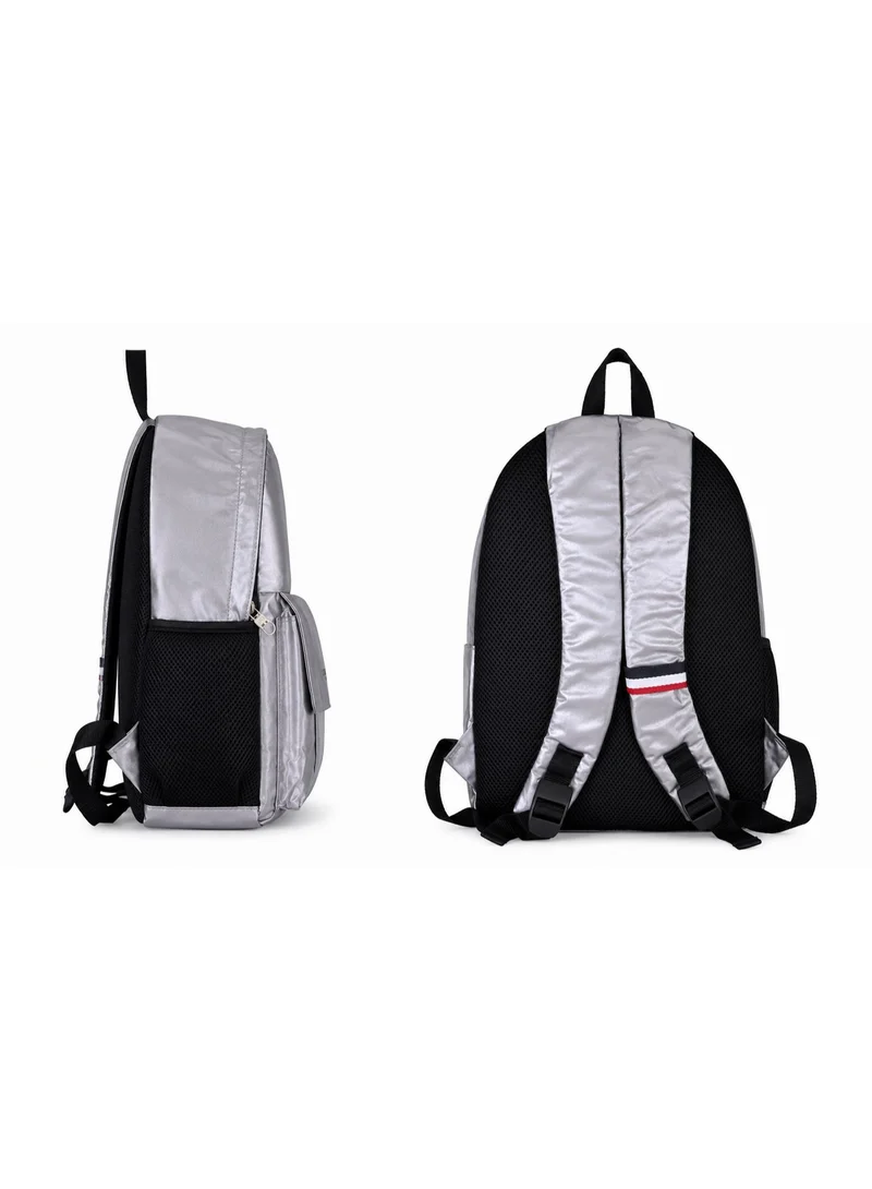 U.S. Polo Assn. U.S. Polo Assn. Classic Stone Grey Classic Flap Backpack for School and Office MultiCompartment Bag for Campus