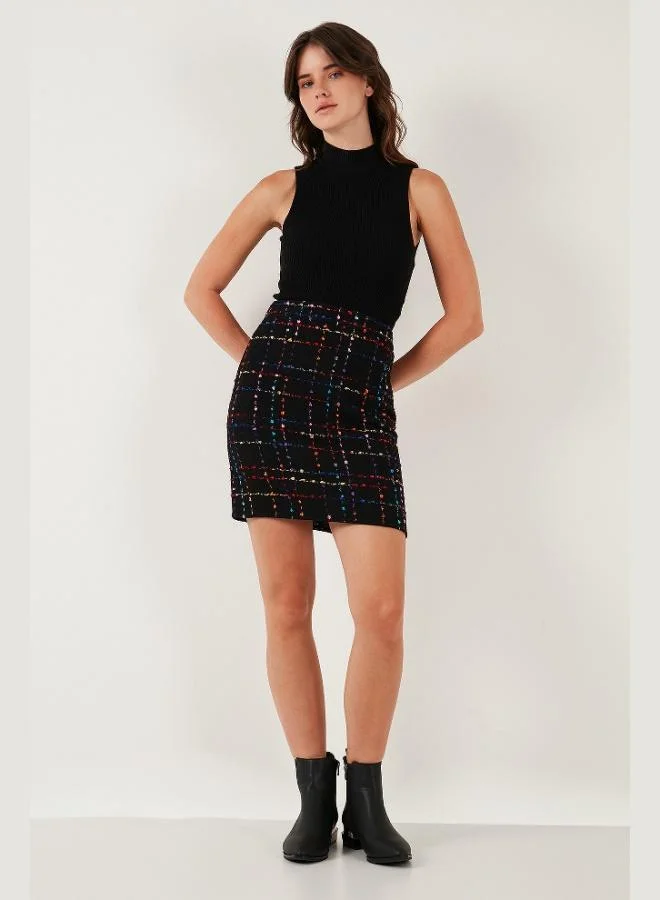 Lela Lela Tweed Patterned Slim Fit High Waist Mini Skirt Women's SKIRT 5866436