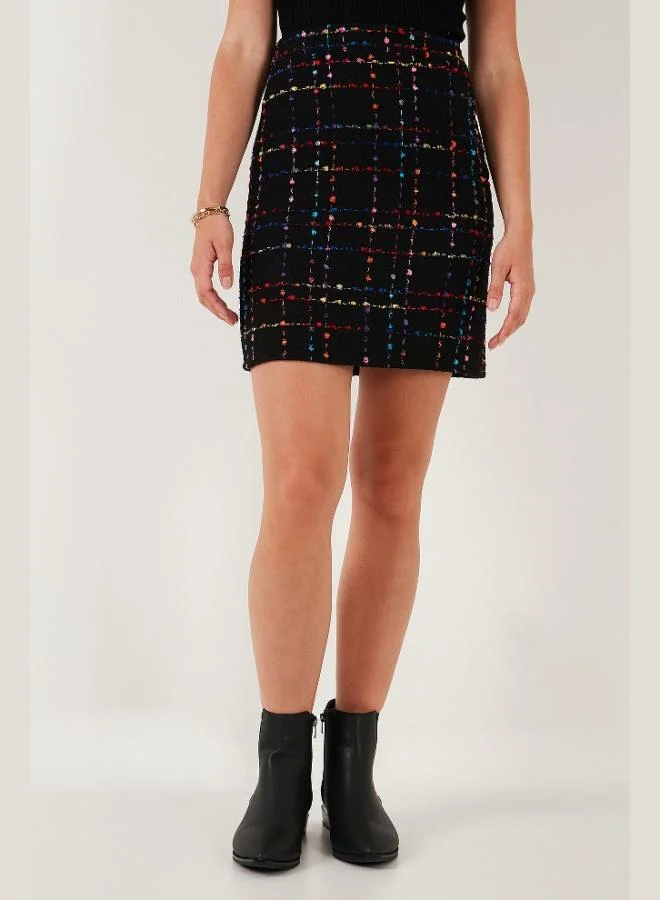 Lela Lela Tweed Patterned Slim Fit High Waist Mini Skirt Women's SKIRT 5866436