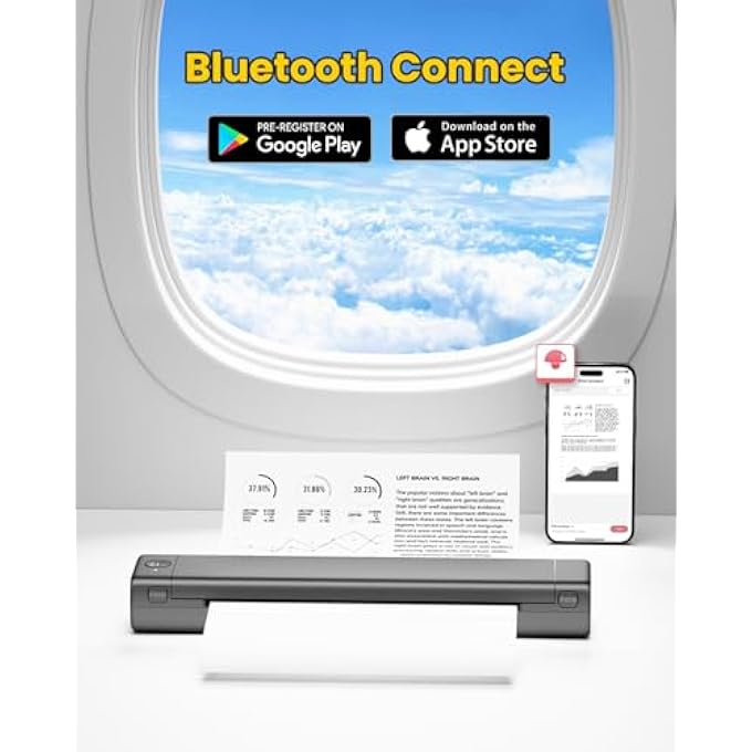 M08F A4 PORTABLE THERMAL PRINTER, SUPPORTS 8.26"X11.69" A4 THERMAL PAPER, WIRELESS MOBILE TRAVEL PRINTERS FOR CAR & OFFICE, BLUETOOTH PRINTER COMPATIBLE WITH PHONE & LAPTOP - Image 2