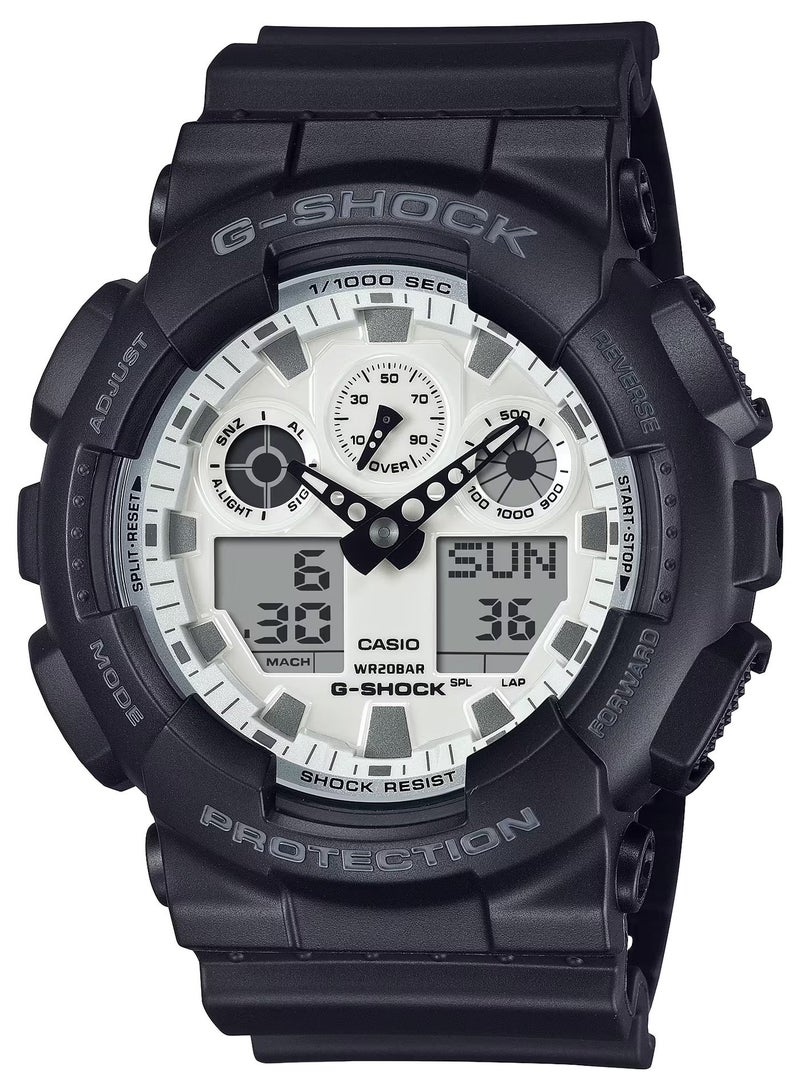 G-SHOCK Men's Watch Analog-Digital Black and Brilliant White - GA-100WD-1ADR - Image 1