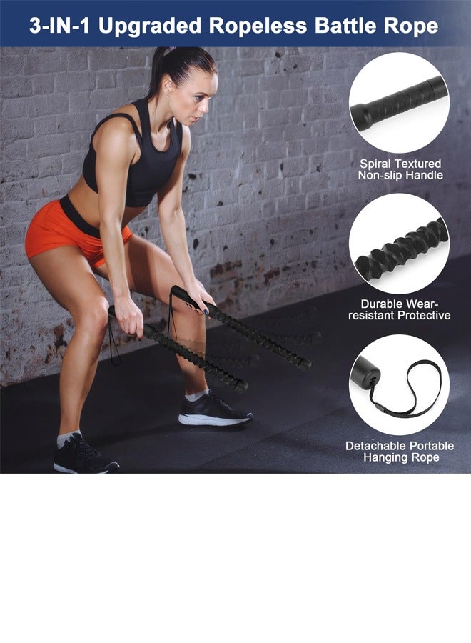 Ropeless Battle Ropes for Home Gym, Weighted Battle Rope, Black Workout Ropes for Working Out, Fitness Heavy Rope for Exercise Training Rope for Home Workout - 2PCS - Image 3