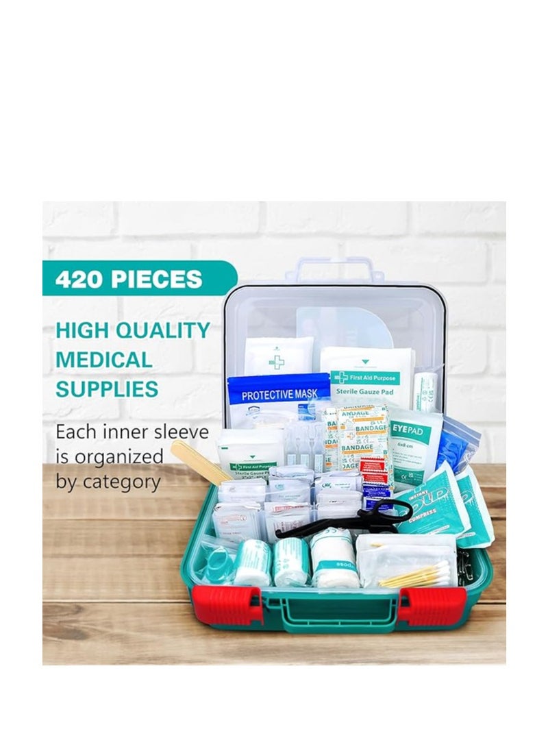 General Medi - General Medi 420 Pieces Professional First Aid Kit - HardCase First Aid Box - Contains Premium Medical Supplies for Travel, Home, Office, Vehicle, Camping, Workplace & Outdoor - Image 1