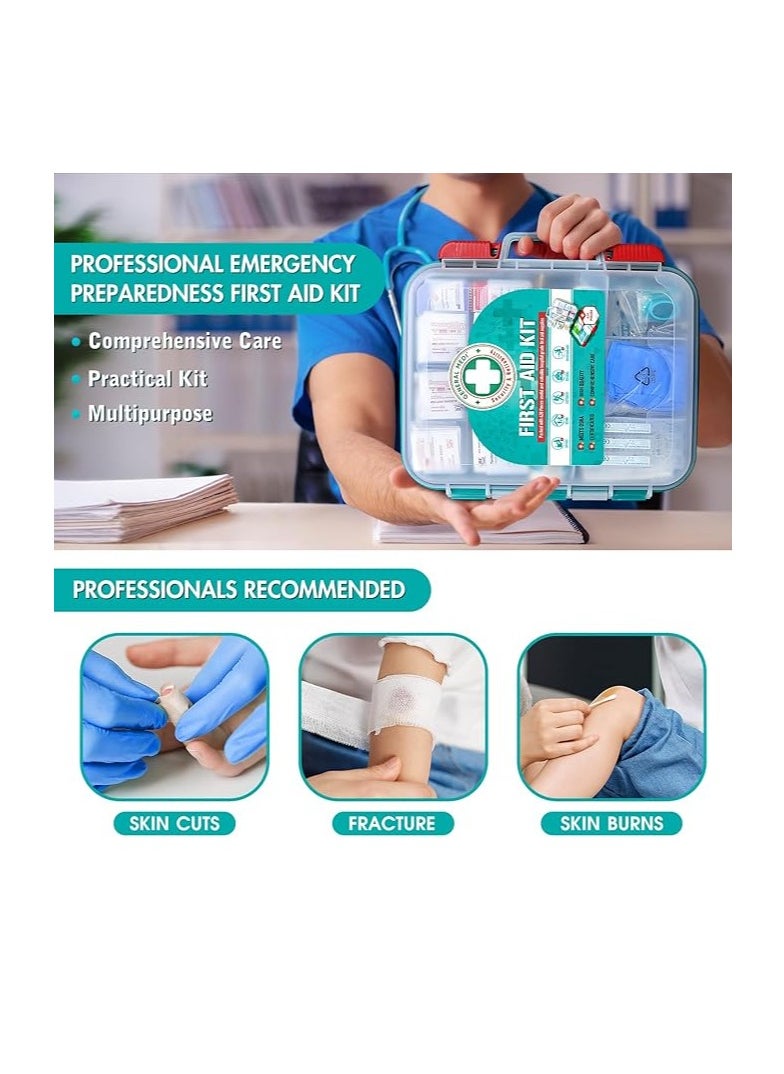 General Medi - General Medi 420 Pieces Professional First Aid Kit - HardCase First Aid Box - Contains Premium Medical Supplies for Travel, Home, Office, Vehicle, Camping, Workplace & Outdoor - Image 1