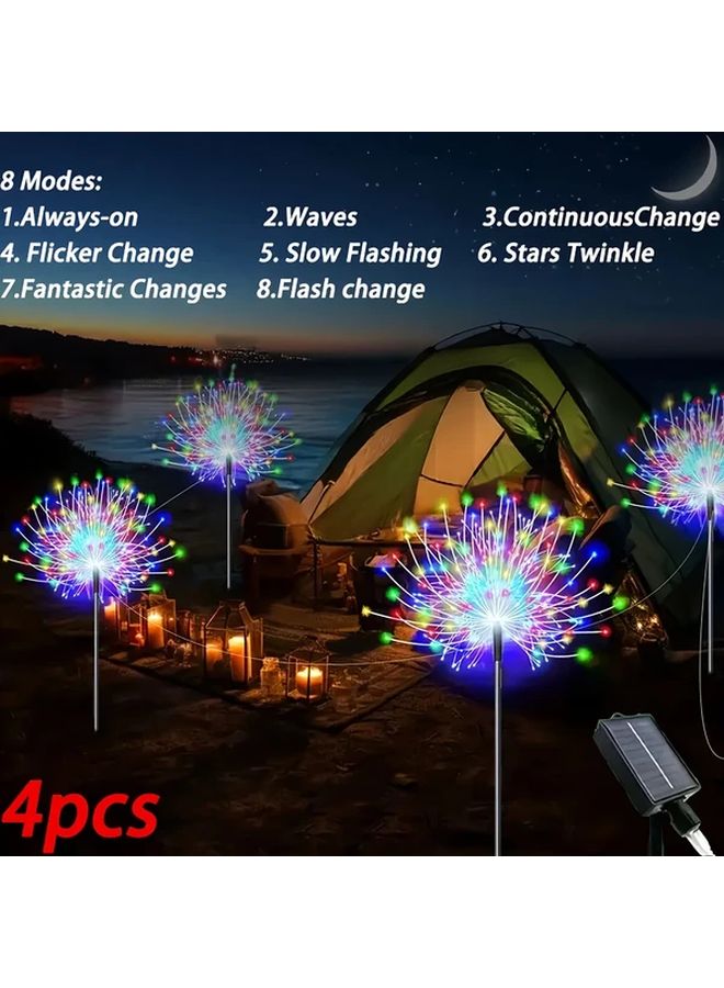 4 قطع 240 مصباح LED أضواء الألعاب النارية الشمسية للخارجي التشغيل والإيقاف التلقائي 8 أوضاع مقاوم للماء - Image 3