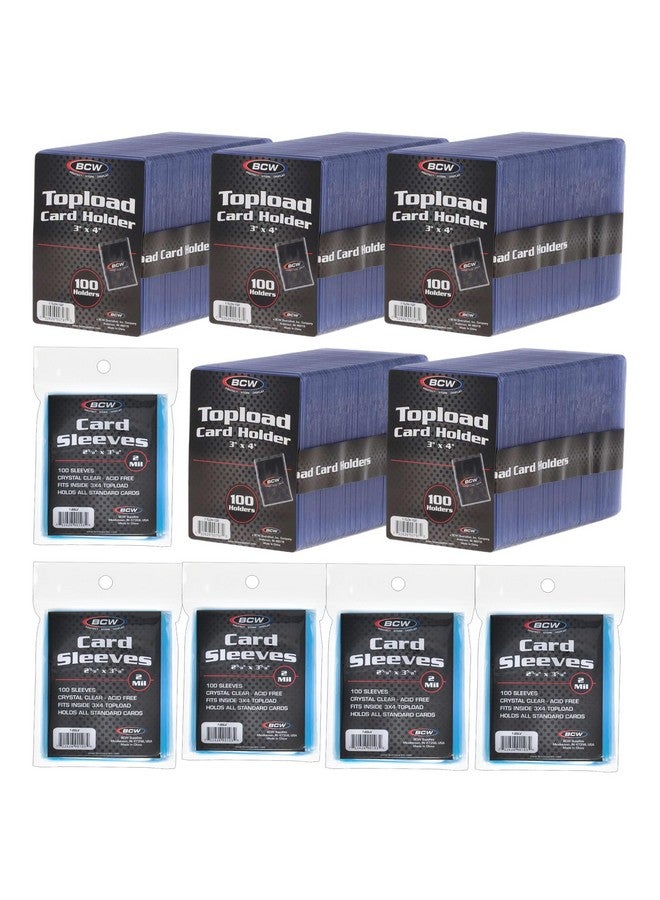 BCW 500 Count Card Sleeve and Toploader Combo Pack | Premium Rigid PVC Toploaders and Acid-Free Polypropylene Penny Sleeves | Great for Football, Baseball, Magic The Gathering, Pokemon, etc - Image 1