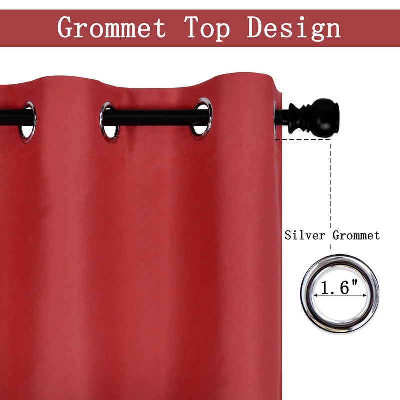 DECOVSUN Christmas Red Valance for Kitchen Blackout Grommet Curtain Valance Window Treatment for Living Room Short Straight Drape Valance for Bedroom Kids Room/Basement/Loft 52X18 Inch Long 1 Panel - Image 2