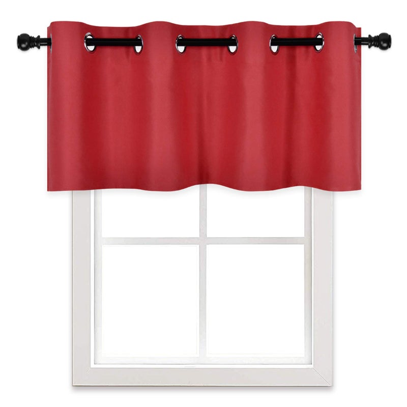 DECOVSUN Christmas Red Valance for Kitchen Blackout Grommet Curtain Valance Window Treatment for Living Room Short Straight Drape Valance for Bedroom Kids Room/Basement/Loft 52X18 Inch Long 1 Panel - Image 3