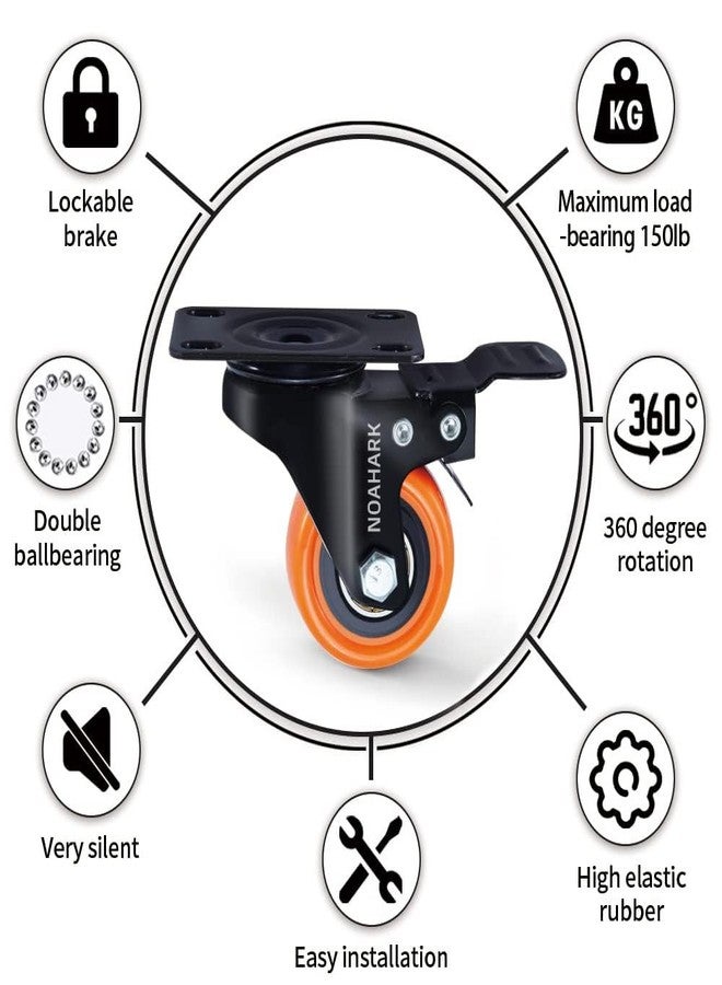 NOAHARK 2" Furniture Caster Wheel | Heavy Duty upto 700lbs Castor Wheel | 360 Degree Rotating and Moving Caster Wheels Suitable for Sofa, Bed, Chairs, Tables, Cabinets etc (Pack of 4, 2 Inch) - Image 5