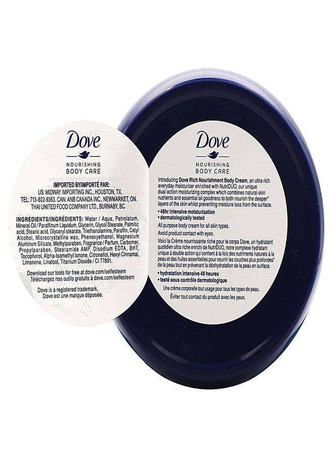 Dove Nourishing Body Care, Face, Hand, and Body Rich Nourishment Cream for Extra Dry Skin with 48-Hour Moisturization, 3-Pack, 5.07 Oz Each Jar - Image 2