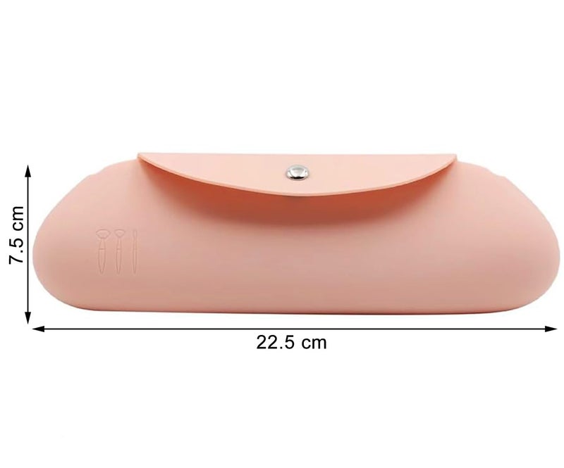 INOVERA (LABEL) Silicone Large Makeup Brush Holder - Cosmetic Face Brushes Pouch - Magnetic Anti-Fall Out, Sleek and Soft Makeup Tools Organizer for Travel (Rose Gold) - Image 2