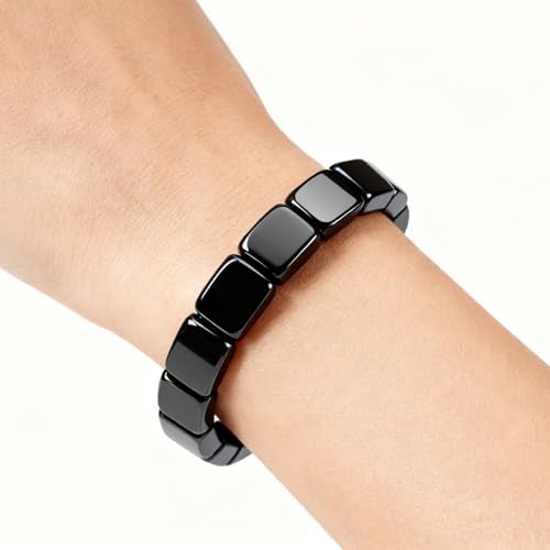 TACBSP Hematite Bracelet for Men Natural Stone Hematite Bracelet Black Stretch Beaded Bracelet Reclaim Your Confidence Male Energy Inspirational Jewelry Gifts 1Pcs - Image 5