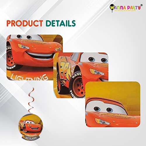 Wanna Party WP WANNA PARTY Car Theme Swirl Decoration,Car Spiral Hanging Decoration, Race Car Birthday Party Supplies, Multi Coloured Car Cut-Outs, Party Supplies, For Boys Home Ceiling Wall Decor Pack Of 12 - Image 4