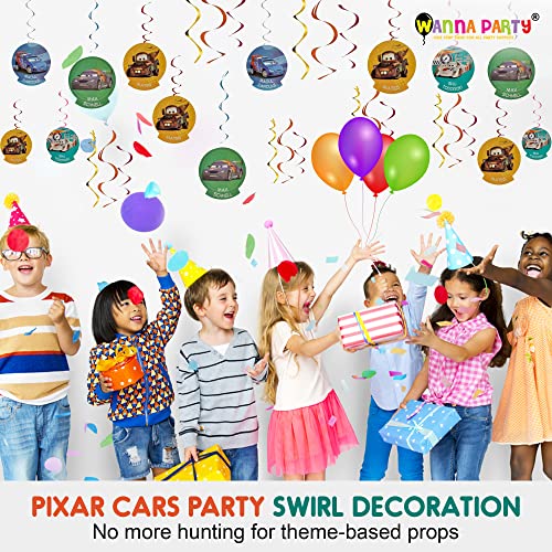 Wanna Party WP WANNA PARTY Car Theme Swirl Decoration,Car Spiral Hanging Decoration, Race Car Birthday Party Supplies, Multi Coloured Car Cut-Outs, Party Supplies, For Boys Home Ceiling Wall Decor Pack Of 12 - Image 2