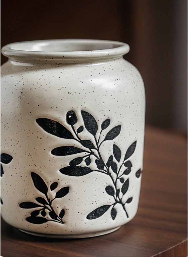 Utensil Holder Cooking Utensil Holder for Kitchen Counter Ceramic Utensil Crock for Countertop Utensil Crocks Vase Kitchen Decor Multifunctional Universal Branch Pattern(Black) - Image 4