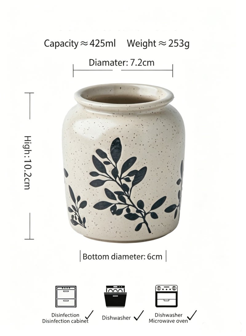 Utensil Holder Cooking Utensil Holder for Kitchen Counter Ceramic Utensil Crock for Countertop Utensil Crocks Vase Kitchen Decor Multifunctional Universal Branch Pattern(Black) - Image 5