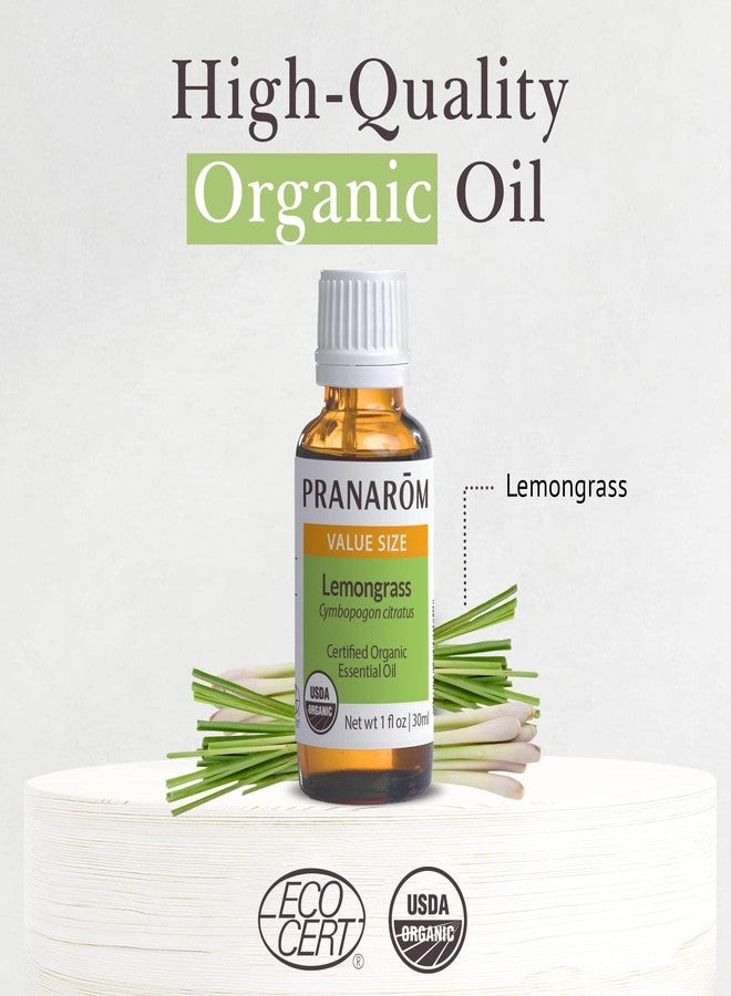 Pranarom USDA Certified Organic Lemongrass Essential Oil (30ml), 100% Pure Undiluted Therapeutic Grade from India for Aromatherapy, Diffuser, Meditation, Massage, Relaxation, Citrus - Lemon - Image 3