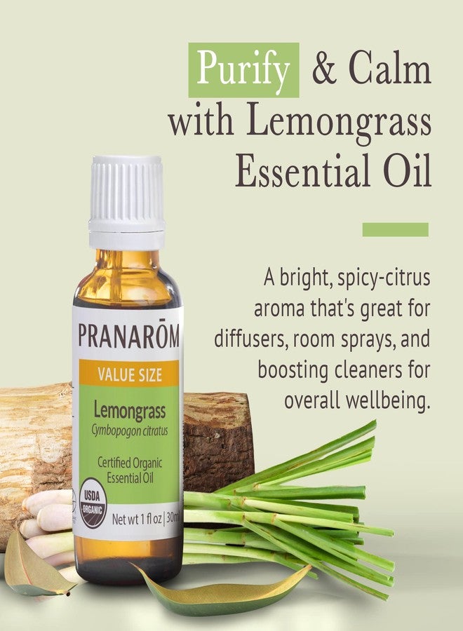 Pranarom USDA Certified Organic Lemongrass Essential Oil (30ml), 100% Pure Undiluted Therapeutic Grade from India for Aromatherapy, Diffuser, Meditation, Massage, Relaxation, Citrus - Lemon - Image 2