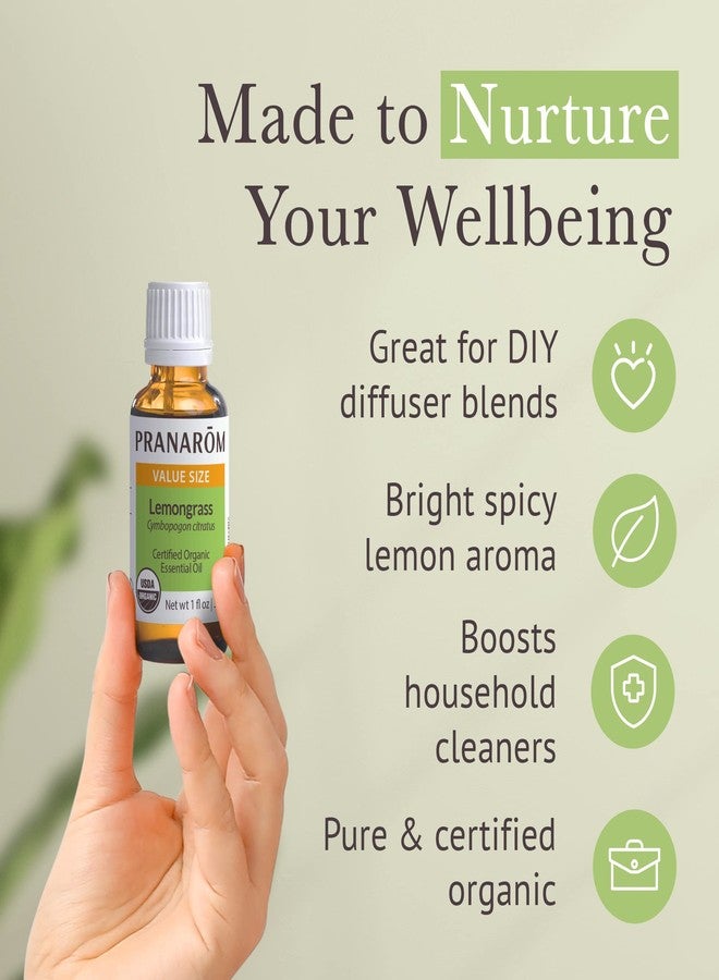 Pranarom USDA Certified Organic Lemongrass Essential Oil (30ml), 100% Pure Undiluted Therapeutic Grade from India for Aromatherapy, Diffuser, Meditation, Massage, Relaxation, Citrus - Lemon - Image 5