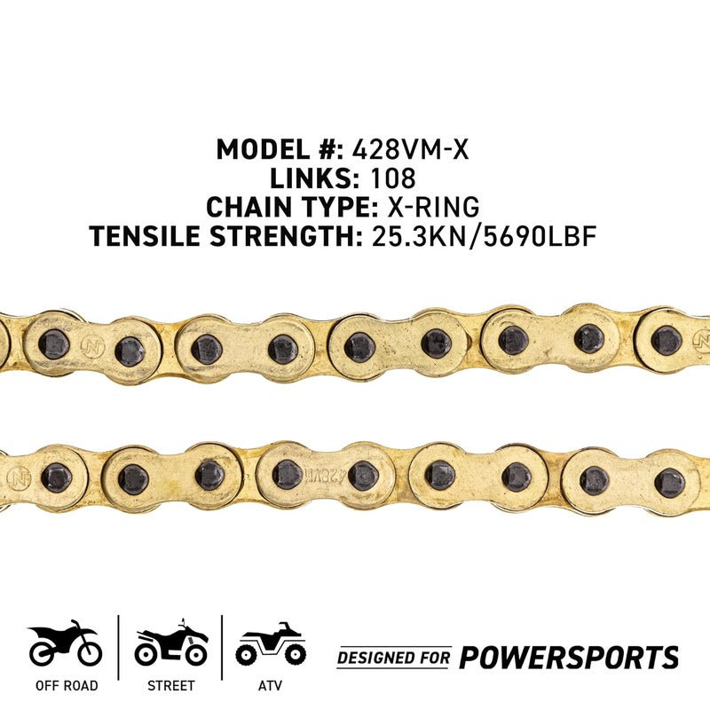 NICHE Gold 428 X-Ring Chain 108 Links with Connecting Master Link - Image 4
