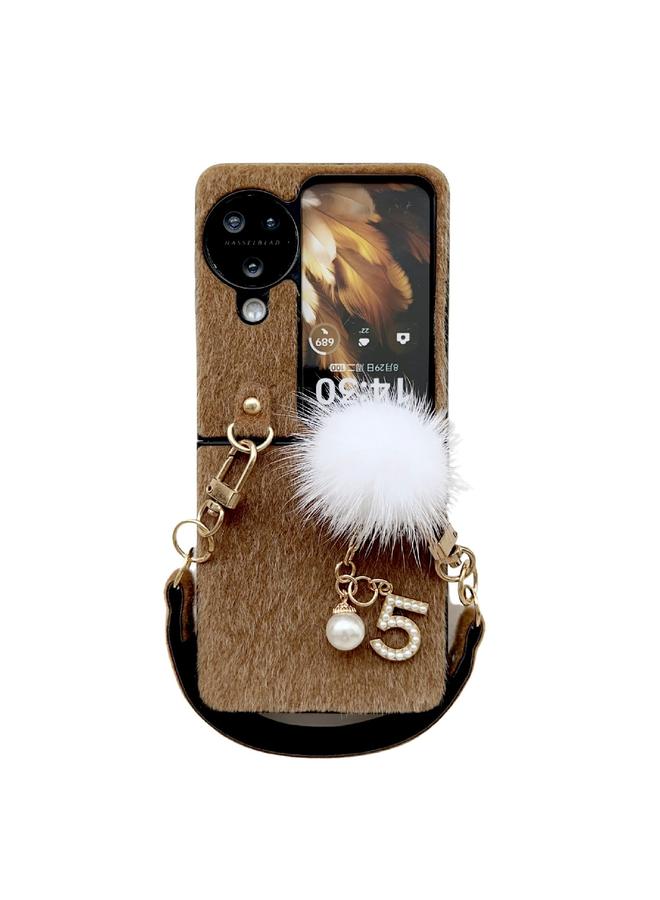 اس-توب جراب لهاتف OPPO Find N3، جراب قلاب من القطيفة مع حبل تعليق - Image 1