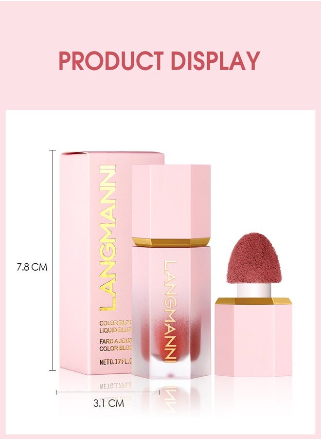 LANGMANNI - Natural Color Liquid Blush,Smoothing and Brightening,Long-Lasting Makeup No.105 Hush Hush - Image 1