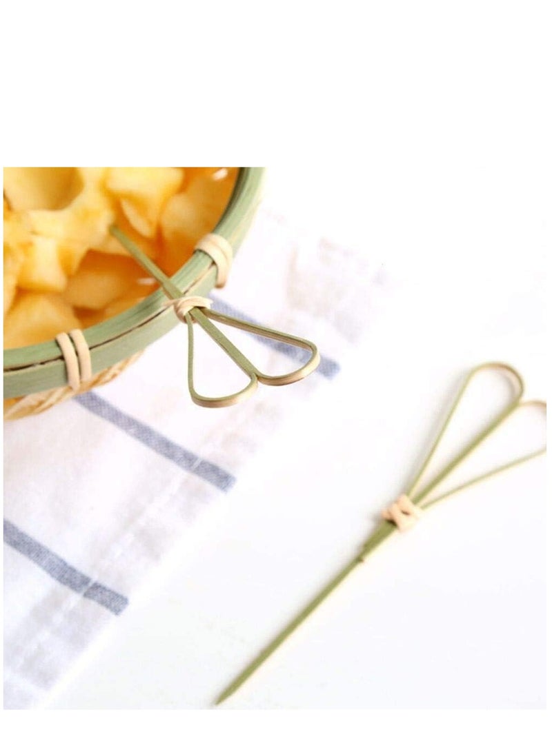 Excefore Cocktail Sticks Toothpicks Party Supplies Bamboo Picks Knot Skewers Toothpicks Sticks Decorative Appetizers BBQ 100 Count (Heart Shaped) - Image 4
