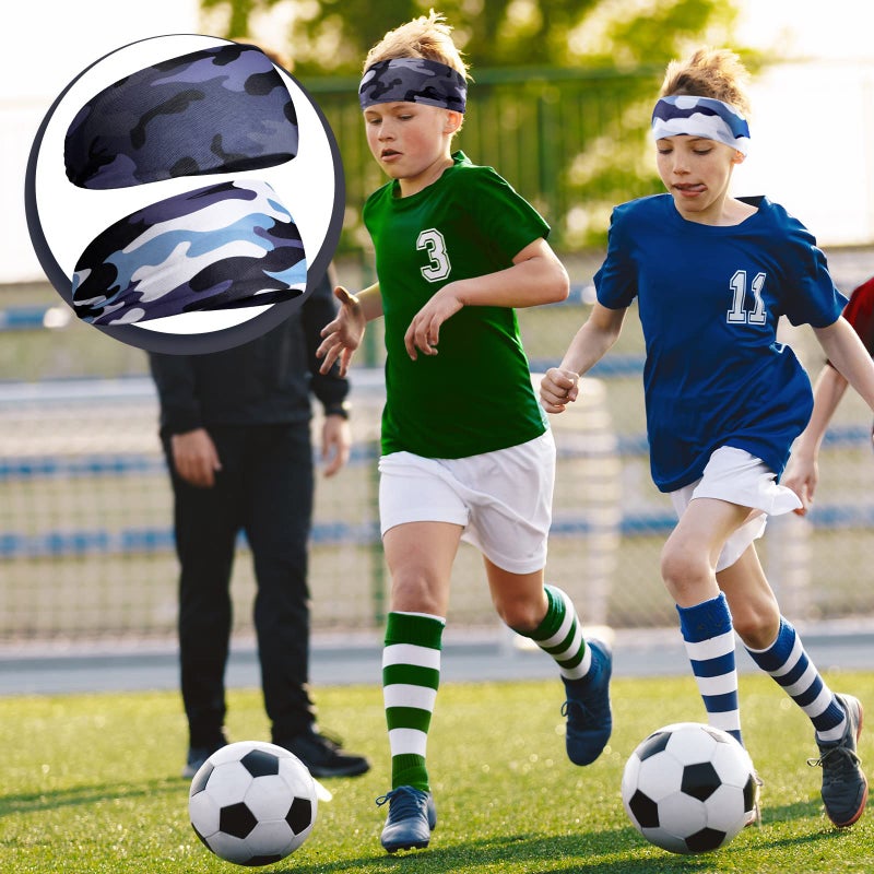 Deekin 6 Pcs Athletic Headbands for Kids - Boys Football Sweatbands, Sweat Absorbing Elastic Hairbands (Camouflage Color) - Image 4