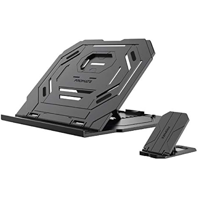 PROMATE LAPTOP STAND, 2-IN-1 FOLDABLE LAPTOP AND SMARTPHONE RISER STAND WITH 360 DEGREE ROTATABLE BASE, MULTI-ANGLE ADJUSTABLE HEIGHT AND ANTI-SLIP GRIP FOR LAPTOPS, SMARTPHONE, NOTEBOOKS, PROCOOLER-1 - Image 1
