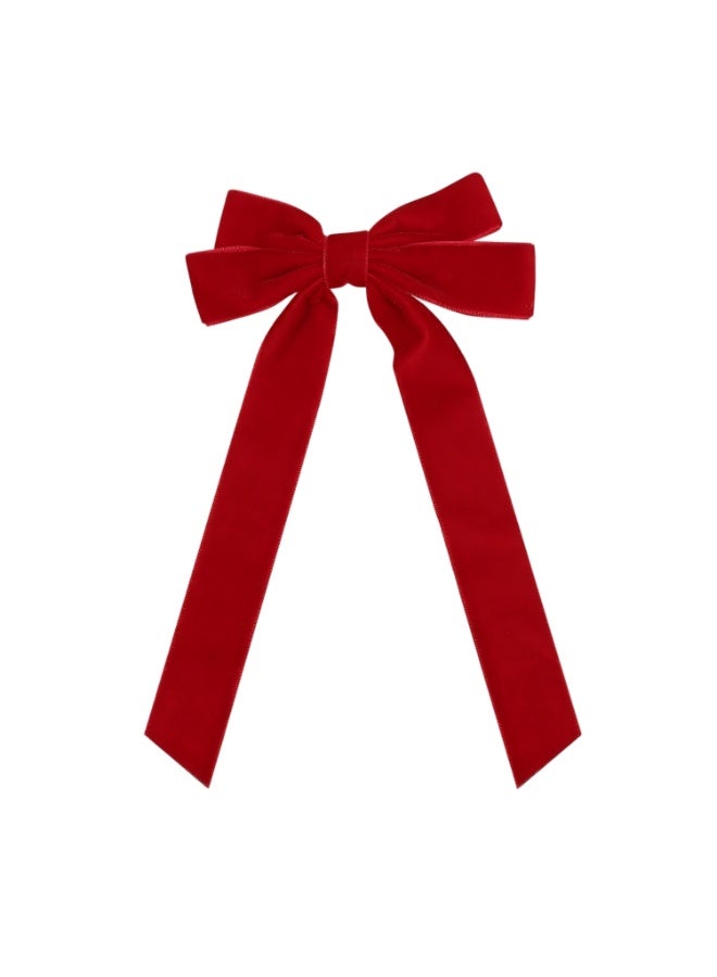 4PCS Women Velvet Hair Bows, Hair Ribbon Clips Hair Accessories（Black+Red） - Image 5