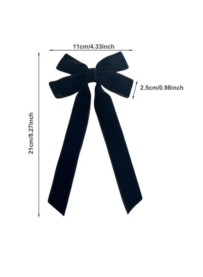 4PCS Women Velvet Hair Bows, Hair Ribbon Clips Hair Accessories（Black+Red） - Image 3
