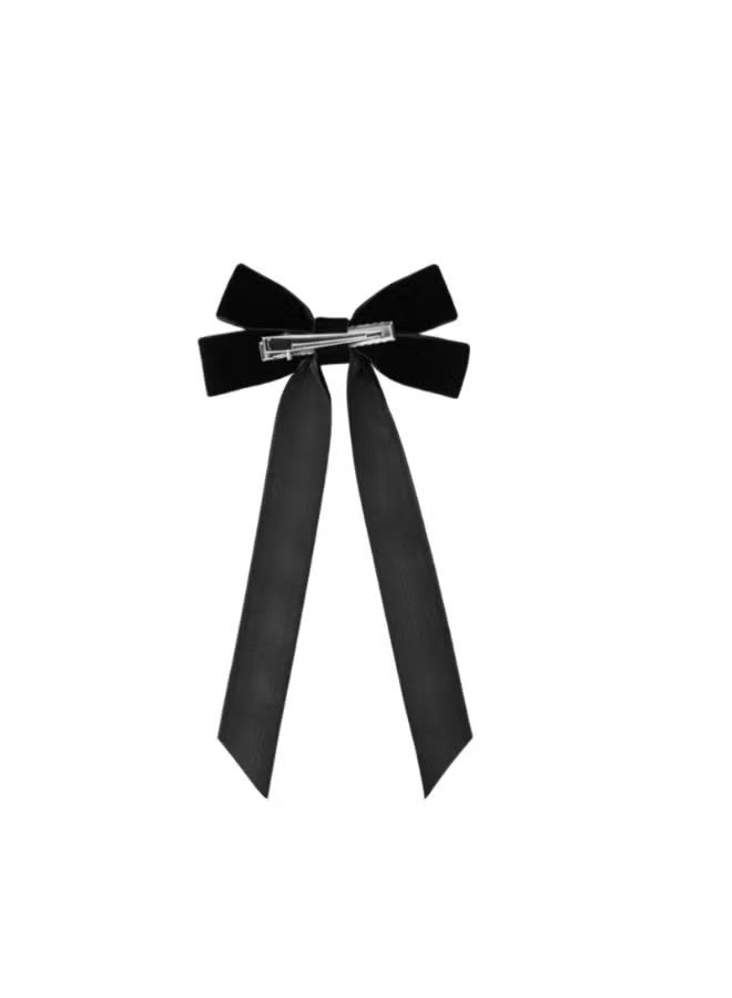 4PCS Women Velvet Hair Bows, Hair Ribbon Clips Hair Accessories（Black+Red） - Image 4