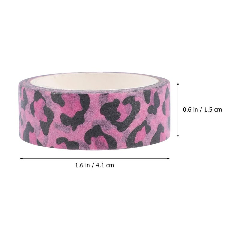 Leopard Print Washi Tape 5 Rolls Self Adhesive Animal Pattern for Scrapbooking Journals DIY - Image 3