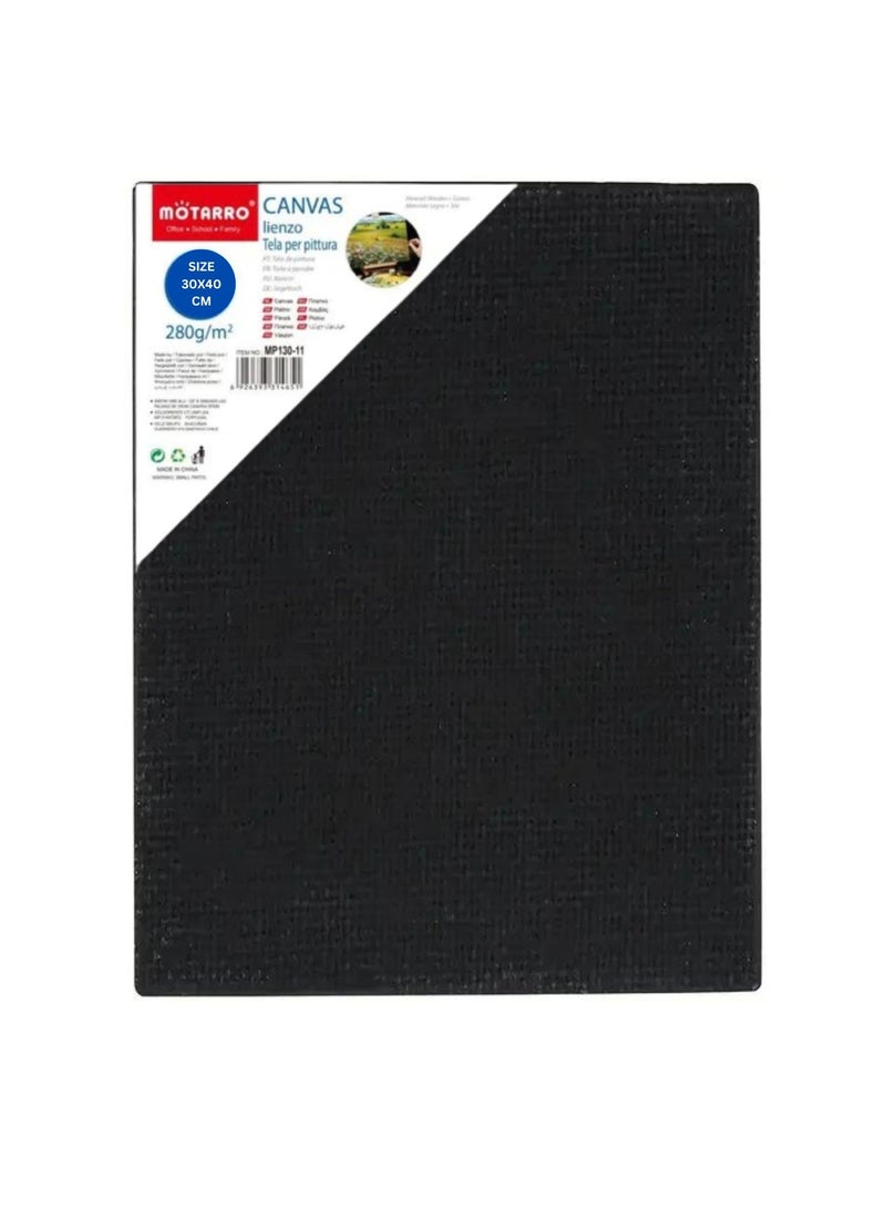 MOTARRO Canvas Black,30X40 CM 100% Cotton Primed Acid-Free Stretched Black canvas for Painting, Art Supplies for Acrylic Pouring, Oil Painting and Watercolor Paints  - Image 1