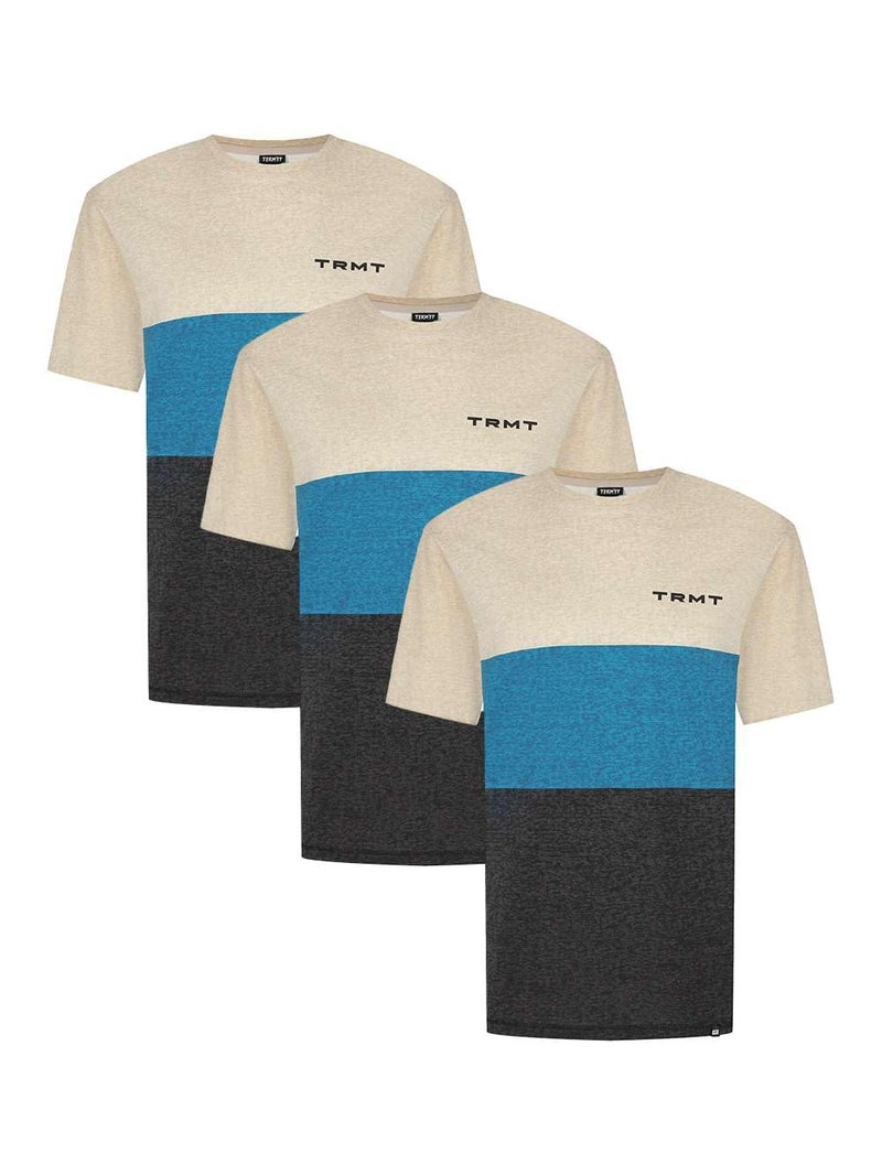 Men's 3-Pack Set T-shirt Black/Beige, Termit, Soft Cotton Fabric, Comfortable Fit, Breathable, Perfect for Outdoor Activities - Image 1